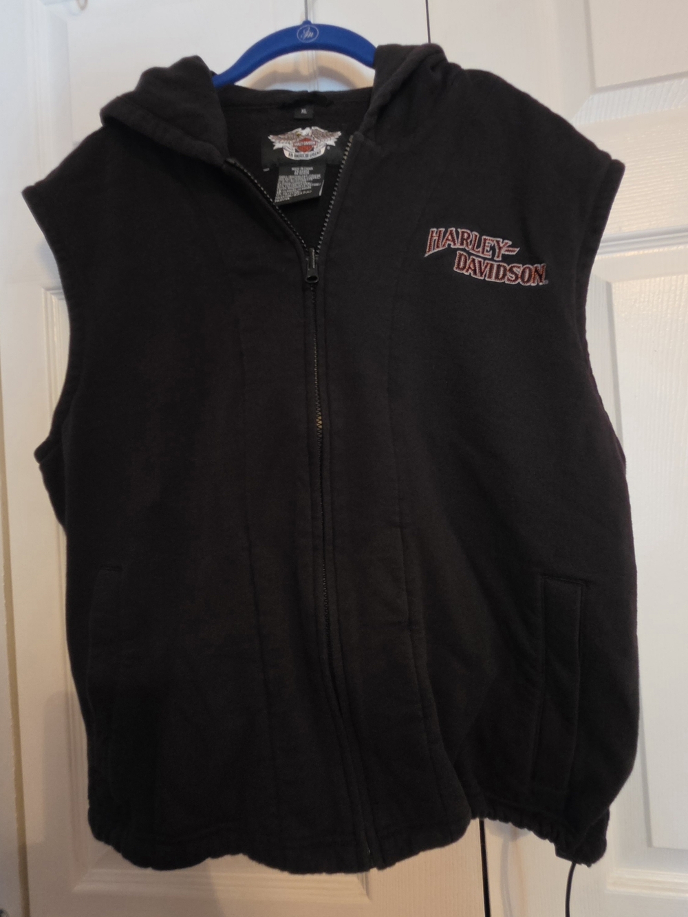 Harley-Davidson Men's Black Sleeveless Zip Hoodie